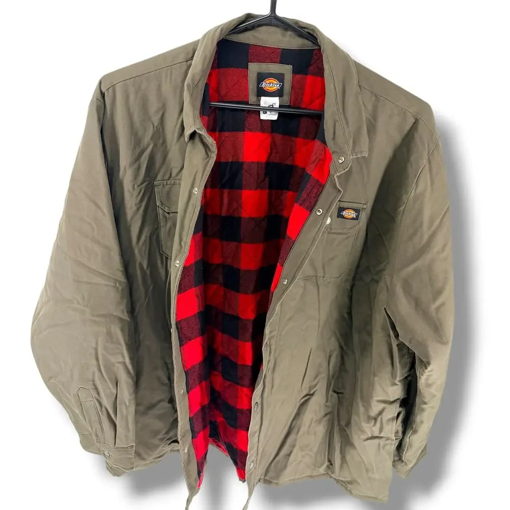 Dickies Flannel Lined Duck Shirt Jacket Men's 5XL Heritage Workwear Big Tall